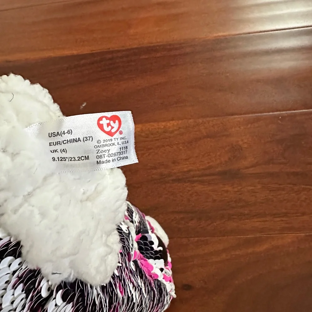 New TY beanie zebra slippers sz 4-6 - Picture 3 of 4